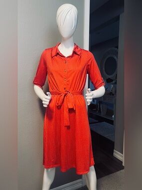 Joie de Vivre red and white with belt dress size M